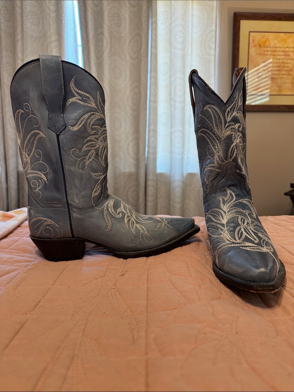 Dan Post Gray Embroidered Western Heeled Boots